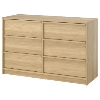 ANKARUDDEN comoda 6 sertare, cu 2 sertare interioare/aspect stejar, 139x48x87 cm