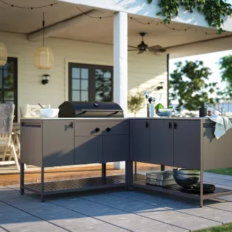 BÅTSKÄR bucatarie ext+gratar carb+masca chv, gri inchis, 180x180 cm