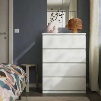 STORKLINTA Comoda 4 sertare, alb, 70x50x98 cm