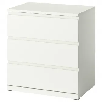 STORKLINTA comoda 3 sertare, alb, 70x50x75 cm