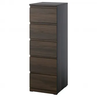 STORKLINTA comoda 5 sertare, maro-i/aspect stejar, 40x50x120 cm