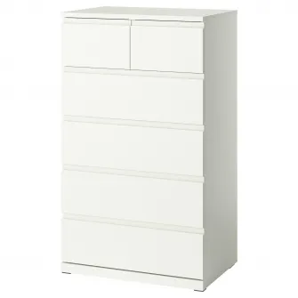 STORKLINTA comoda 6 sertare, alb, 70x50x120 cm