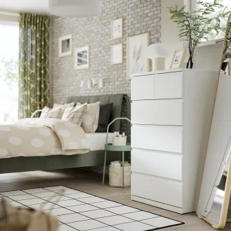 STORKLINTA comoda 6 sertare, alb, 70x50x120 cm