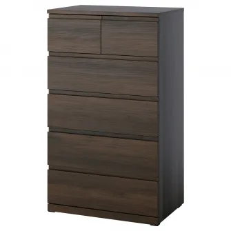 STORKLINTA comoda 6 sertare, maro-i/aspect stejar, 70x50x120 cm