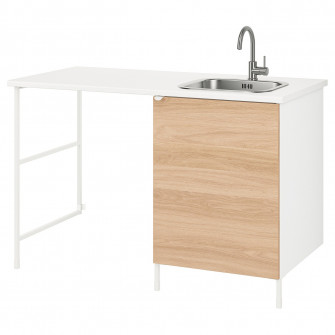 ENHET Ansamblu depozitare, alb/aspect stejar, 139x63.5x