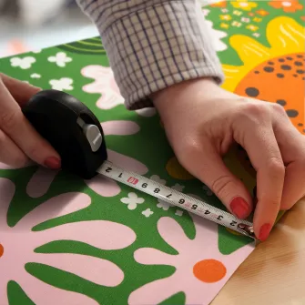 IKEA CAFEBITRADE Metraj pre-taiat, verde/multicolor model floral, 150x300 cm