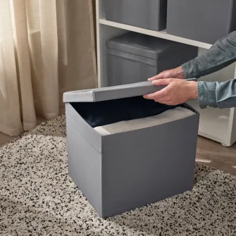 IKEA DRONA Cutie cu capac, gri inchis, 34x39x33 cm