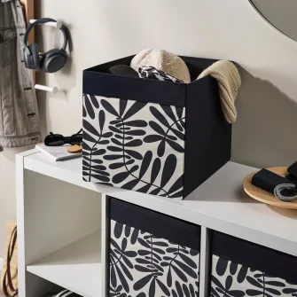 IKEA DRONA Cutie, negru/alb murdar, 33x38x33 cm