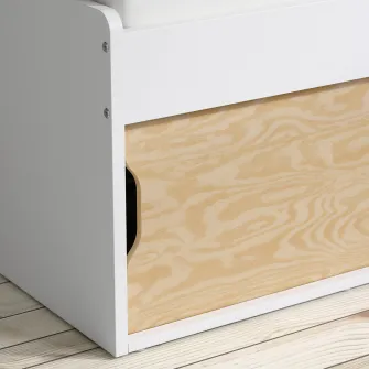 IKEA KLIPPUGGLA Cadru pat cu depozitare, alb/bara de protectie inclusa, 90x200 cm