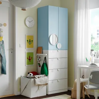IKEA LASTARE Combinatie dulap, alb/albastru, 60x42x201 cm
