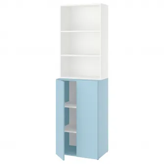 IKEA LASTARE Combinatie etajera, alb/albastru, 60x42x201 cm