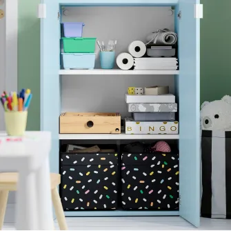 IKEA LASTARE Combinatie etajera, alb/albastru, 60x42x201 cm