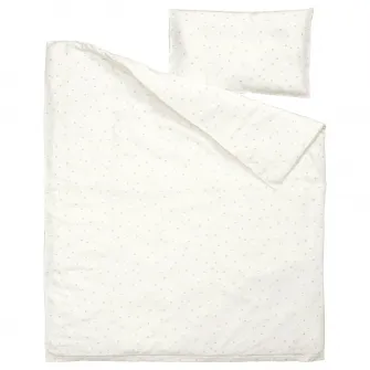 IKEA LEN Husa pilota+1 fata perna patut, alb bej/buline, 110x125/35x55 cm