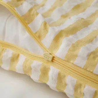 IKEA LEN Husa pilota+1 fata perna patut, alb galben/dungat gofrat, 110x125/35x55 cm