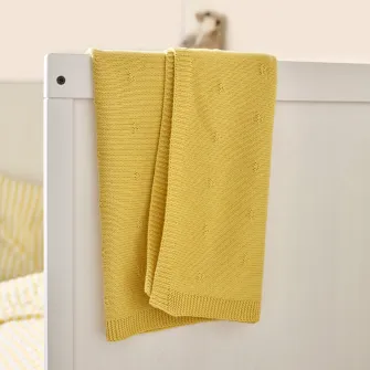 IKEA LEN Patura, galben/tricotat, 70x90 cm