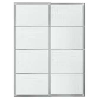 IKEA LUNDBRASMA Set usi glisante, aluminiu/sticla decorativa, 150x201 cm