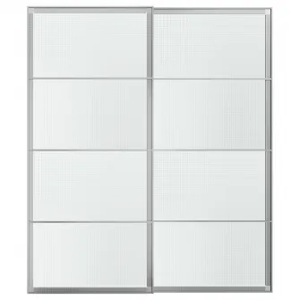 IKEA LUNDBRASMA Set usi glisante, aluminiu/sticla decorativa, 200x236 cm
