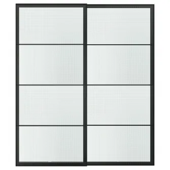 IKEA LUNDBRASMA Set usi glisante, negru/sticla decorativa, 200x236 cm