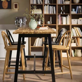 IKEA SKOGSTA Masa, inaltimea blatului acacia/negru, 150x74 cm