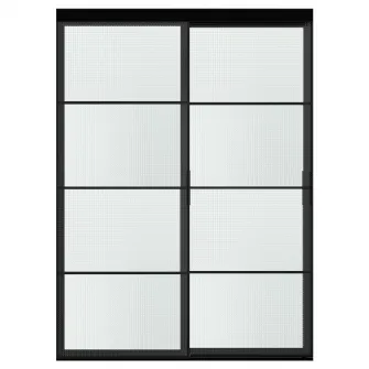 IKEA SKYTTA / LUNDBRASMA Combinatie cu usa glisanta, negru/sticla decorativa, 152x205 cm