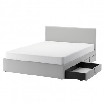 IKEA GLADSTAD Pat tapitat, 4 cutii depozitare, Kabusa gri, 160x200 cm