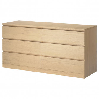 IKEA MALM Comoda 6 sertare, furnir stejar alb, 160x78 cm
