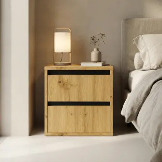 Тумба прикроватная 4home Ideea, 40x40x35 см, 2 ящика, Дуб Артизан/Графитовый Серый