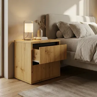 Тумба прикроватная 4home Ideea, 40x40x35 см, 2 ящика, Дуб Артизан/Графитовый Серый