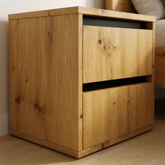 Тумба прикроватная 4home Ideea, 40x40x35 см, 2 ящика, Дуб Артизан/Графитовый Серый