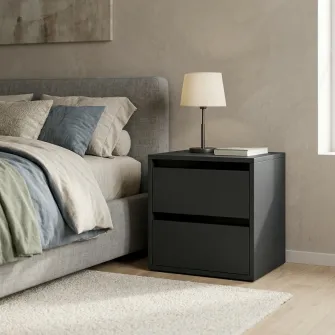 Тумба прикроватная 4home Ideea, 40x40x35 см, 2 ящика, Графитовый Серый/Графитовый Серый