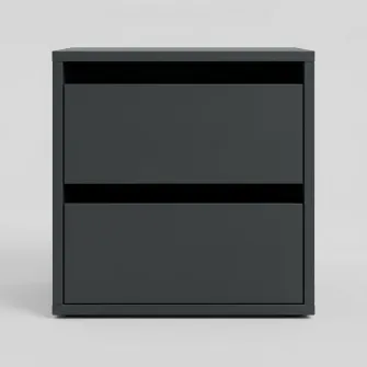 Тумба прикроватная 4home Ideea, 40x40x35 см, 2 ящика, Графитовый Серый/Графитовый Серый