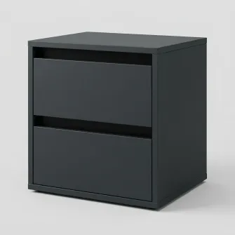 Тумба прикроватная 4home Ideea, 40x40x35 см, 2 ящика, Графитовый Серый/Графитовый Серый