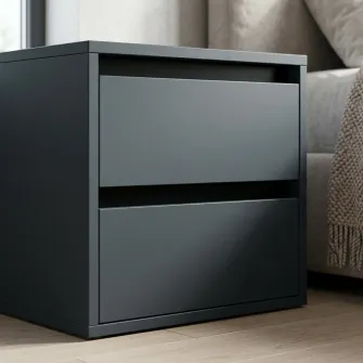 Тумба прикроватная 4home Ideea, 40x40x35 см, 2 ящика, Графитовый Серый/Графитовый Серый