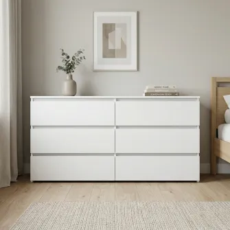 Comoda 4home Ideea K, 76x180x42 cm, 6 sertare, Nimfea Alba/Nimfea Alba
