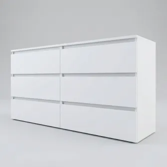 Comoda 4home Ideea K, 76x180x42 cm, 6 sertare, Nimfea Alba/Nimfea Alba