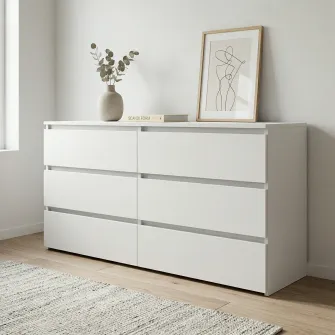 Comoda 4home Ideea K, 76x180x42 cm, 6 sertare, Nimfea Alba/Nimfea Alba