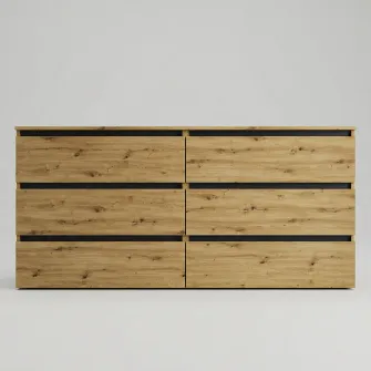 Comoda 4home Ideea K, 76x160x42 cm, 6 sertare, Stejar Artizanal/Gri Grafit