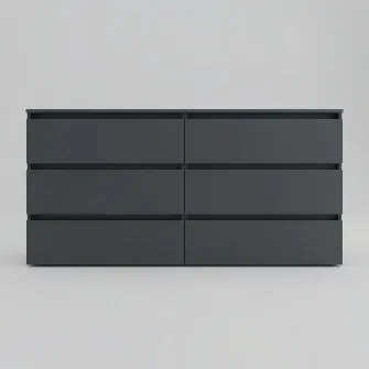 Comoda 4home Ideea K, 76x160x42 cm, 6 sertare, Gri Grafit/Gri Grafit