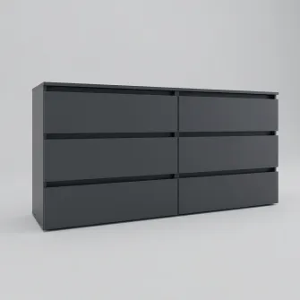 Comoda 4home Ideea K, 76x160x42 cm, 6 sertare, Gri Grafit/Gri Grafit
