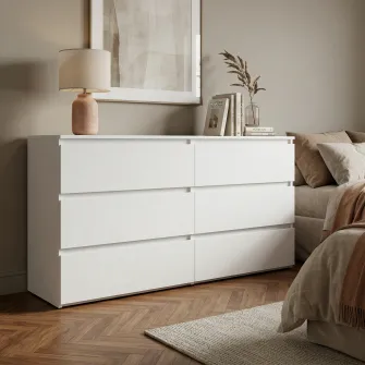 Комод 4home Ideea K, 76x160x42 см, 6 ящиков, Нимфея Альба/Нимфея Альба