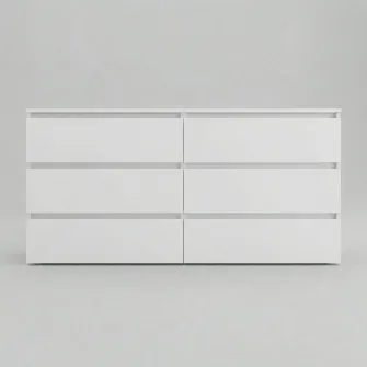 Комод 4home Ideea K, 76x160x42 см, 6 ящиков, Нимфея Альба/Нимфея Альба
