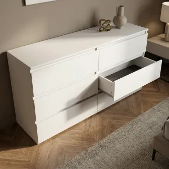 Комод 4home Ideea K, 76x160x42 см, 6 ящиков, Нимфея Альба/Нимфея Альба