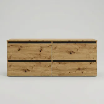 Comoda TV 4home Ideea, 52x160 cm, 2x2 sertare, Stejar Artizanal/Gri Grafit