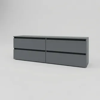 Comoda TV 4home Ideea, 52x160 cm, 2x2 sertare, Gri Grafit/Gri Grafit