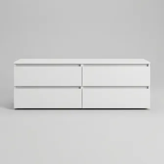 Comoda TV 4home Ideea, 52x160 cm, 2x2 sertare, Nimfea Alba/Nimfea Alba