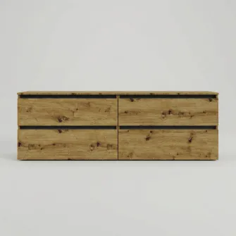 Comoda TV 4home Ideea, 52x180 cm, 2x2 sertare, Stejar Artizanal/Gri Grafit