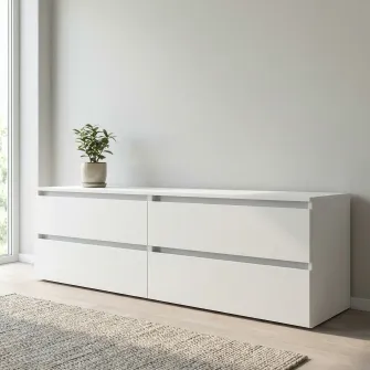 Comoda TV 4home Ideea, 52x180 cm, 2x2 sertare, Nimfea Alba/Nimfea Alba