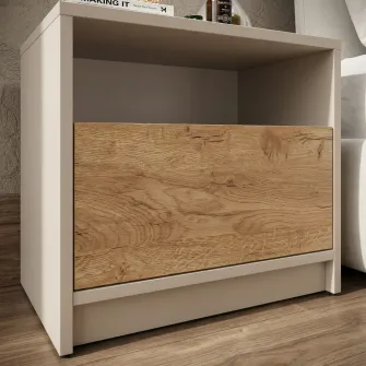 Noptiera 4home Viva, 41x50x36 cm, 1 Sertar, Pal, Stejar Artisan/Satin