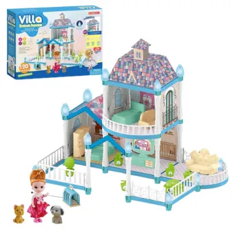 Casuta pentru papusi ''Vila Visurilor'' + accesorii, cu iluminare de noapte, 120 elem.