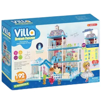 Casuta pentru papusi ''Vila Visurilor'' + accesorii, cu iluminare de noapte, 192 el.